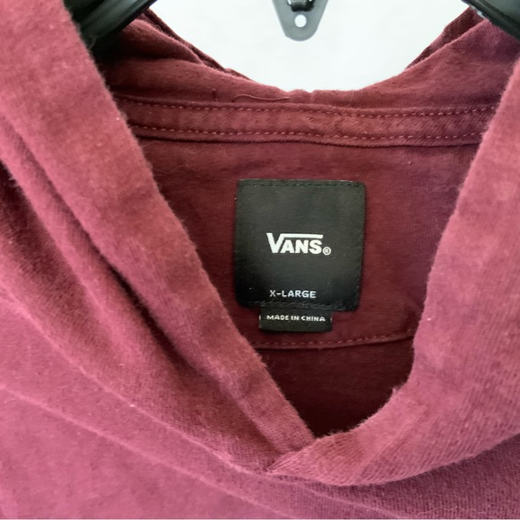 Vans Boys Long Sleeve T-Shirt with hood! Maroon/Burgundy SZ (XL) - Picture 6 of 6